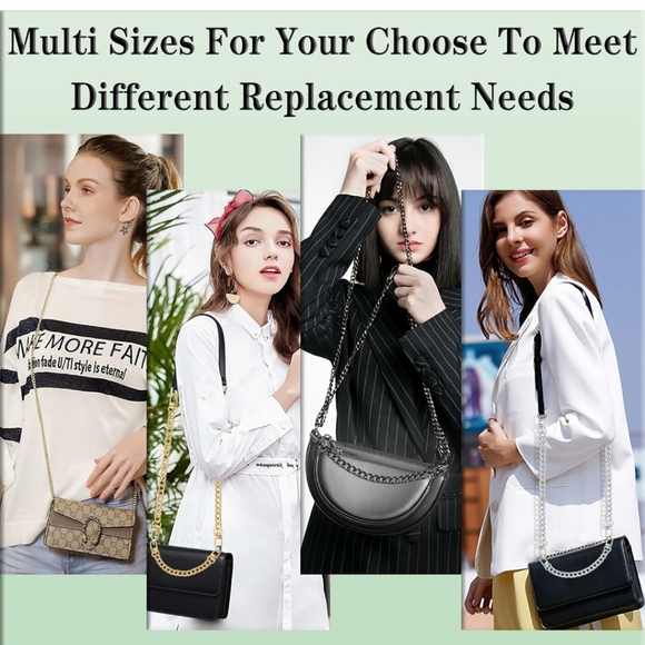 4 Different Sizes Flat Purse Chain Iron Bag Link Chains Shoulder Straps Chains w - Picture 5 of 6